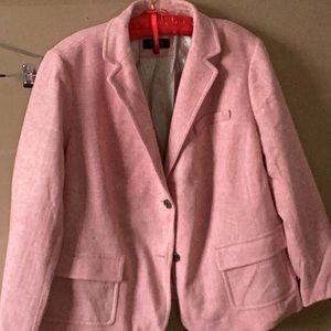 Pink wool blazer.
